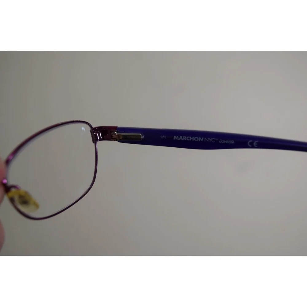 Marchon NYC Marissa Junior 664 Rectangle Purple Red Hearts Eyeglasses 47 16 130
